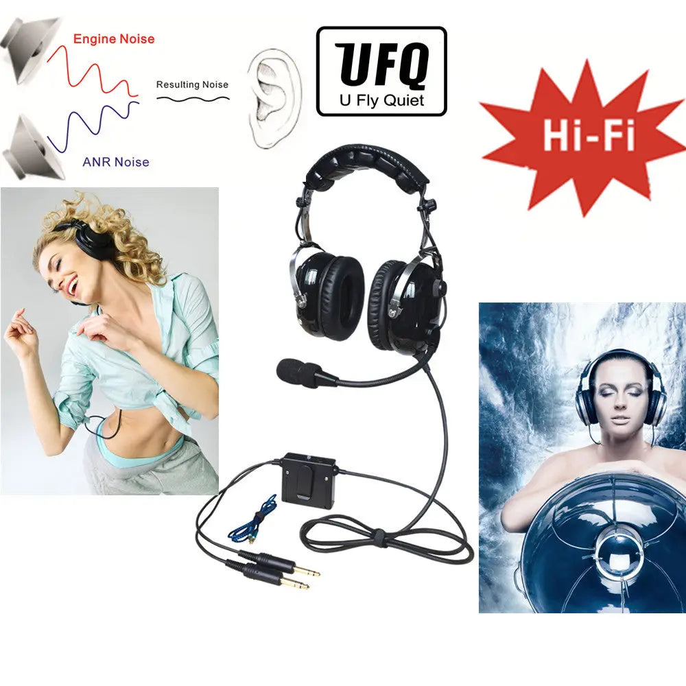 ANR A28 aviation headset pilot headsets great ANR and Hi-Fi speakers for music Free with bag UFQaviation