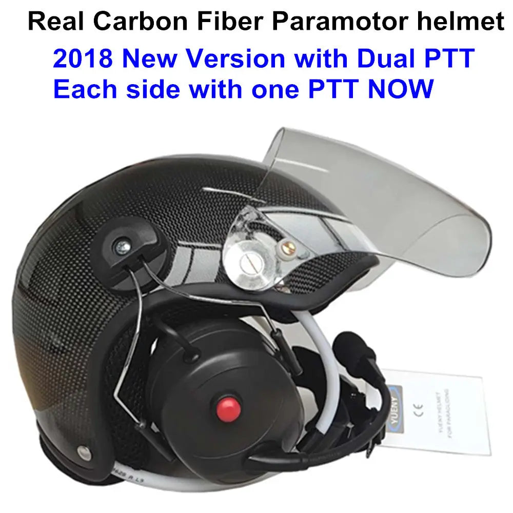 YUENY CFYPHH-4000F REAL carbon fiber paramotor helmet with noise canceling headset powered paragliding YUENY