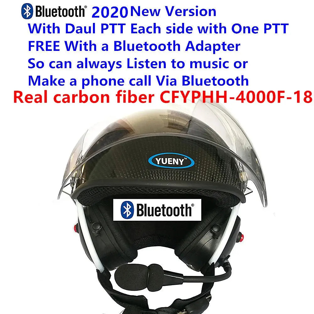 YUENY CFYPHH-4000F-BT18  carbon fiber paramotor helmet with noise canceling headset FREE with BLUETOOTH Adapter powered paragliding YUENY